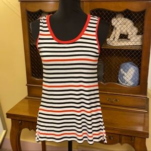 ❤️W by Worth Striped Sleeveless Hi-Low Top.  Size P.